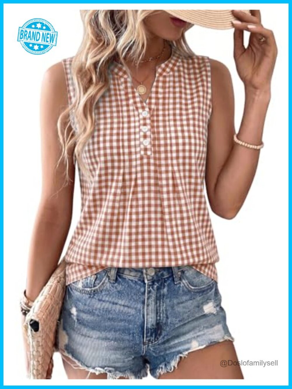 Womens Cotton Linen Tank Top V Neck Pleated Sleeveless Shirt